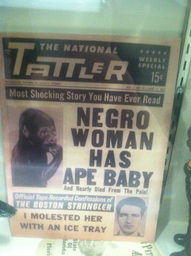 This front page of an old gossip rag not only tells us some interesting information about the Boston Strangler, but is also extremely racist.