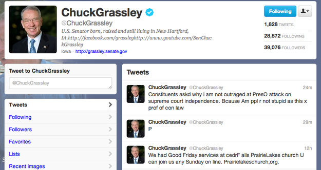 In Tweet, U.S. Senator Chuck Grassley Calls President Barack Obama "Stupid"