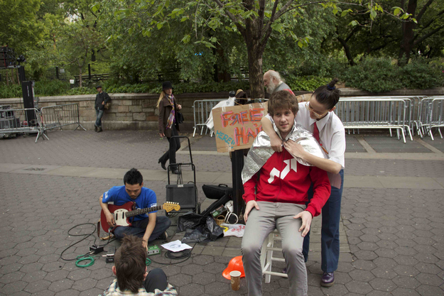 Macarena J (actual name) begins the process by making sure Ryan's hoodie is unscathed.