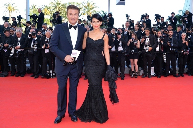 US actor Alec Baldwin and Hilaria Thomas pose on the red carpet as they arrive for the screening of 'Moonrise Kingdom' and the opening ceremony of the 65th Cannes film festival on May 16, 2012 in Cannes.