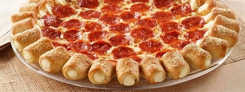 Cheesy Bites Pizza -- now available at your local Pizza Hut, with free marinara dipping sauce or (for $0.50 extra) you can get blue cheese, ranch, or garlic.Have you tried this? Or any others? What was it like? Any good?