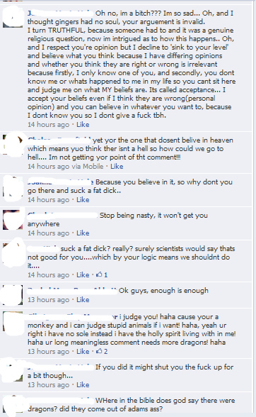 Hahahaha the fact that gingers are relevant in this argument amazes me. They just can't catch a break..