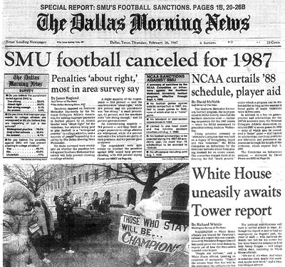 Southern Methodist University of Dallas, Texas was once a storied football program, winning the national title in 1935, winning 10 Southwestern Conference titles, and was the home for 1949 Heisman Trophy winner Doak Walker. However, as schools began to grow in the 1940s onward, SMU eventually became the smallest school to have a Division I-A football program. This put SMU at a disadvantageous position, and they regularly flirted (and often crossed) ethical boundaries. In the 70s and 80s, the football program was placed on probation five times, and was the most sanctioned program in NCAA history. This was all in an effort to keep up with the larger schools in the Southwestern Conference.In 1985, former SMU lineman Sean Stopperich told the NCAA that he had been paid by the school to come to SMU after orally committing to play for the University of Pittsburgh. This resulted in a three year probation from the NCAA, as well as a ban from bowl games in 1985 and 1986 and a live television ban in 1986.However, even with the three year probation and hefty NCAA penalties, SMU continued to rack up NCAA violations. A second round of payment scandals hit as WFAA-TV began to look closer into other reports of violations, this time involving lineback David Stanley. This was surprising, as a similar investigation by the Dallas Times Herald led to major losses in ad revenue. (The losses would play a role in the eventual death of the paper.) It was further revealed that tight end Albert Reese was living in a rent-free apartment that was paid for by an SMU booster that was banned as part of the three year probation.As investigations persisted, it was revealed that there was a massive slush fund to pay players, and that the payments to players exceeded $60,000. These payments were made with the full knowledge and approval of athletic department staff, including the athletic director, the recruiting coordinator and the head football coach. It would eventually come out that a board of governors investigation revealed the payments dated back to the mid 1970s, but they had decided to continue to pay players for the 1986 season to 'uphold previous commitments.'After reviewing the case, the NCAA decided to cancel the entire 1987 season for SMU, and strip them of their home games for 1988. The live television and postseason bans were extended through 1989. They were stripped of 55 scholarships, and faced major recruiting bans. The 1988 season was eventually cancelled when it became clear the school would not be able to field a team. The Mustangs would return to the field in 1989, but would have just one winning season over the next 20 years. The harsh penalty was, in the words of the NCAA, designed to "eliminate a program that was built on a legacy of wrongdoing, deceit and rule violations."Since SMU, no Division I program has received the death penalty, despite calls to do so on several occasions. In fact, it has only considered the death penalty one time since then (which you can read about in No. 4 below) for a Division I program.