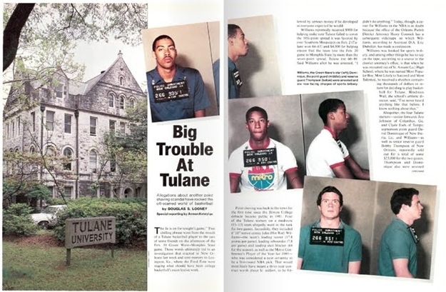 An all too close game against Memphis State eventually led to the discover of a point-shaving conspiracy with four of the starters for Tulane University's men's basketball team, including standout John "Hot Rod" Williams. What started as rumors in the student section and elsewhere eventually resulted in an investigation the would mark the complete unraveling of Tulane's program.Williams had arranged and conspired with his teammates to keep certain games close in scoring, and they got paid to do so, with much of the money going to Williams. Eventually the police caught up with the scandal, and eight people, including three players, were arrested in connection with the crime. While two of his teammates testified against Williams, he was never convicted, as his case was declared a mistrial.Meanwhile, as often happens, once one piece of dirty laundry got into the wind, more followed. Allegations hit the coaching staff of various improprieties, including paying athletes on the team. It was also revealed that members of the team had purchased and used cocaine. With the head of media relations for the athletic department laid up in the hospital, the situation quickly devolved out of control. The entire staff resigned within days. Tulane President Eamon Kelly had enough.Kelly discontinued the program, with the intent of the cut to be permanent. "The only way I know to demonstrate unambiguously this academic community's intolerance of the violations and actions we have uncovered is to discontinue the program in which they originated," he said. Tulane was the only Division I school at the time with a football program but no basketball program. Kelly would eventually be convinced several years later to restart the program by students who believed they were being penalized for events that occurred before they attended Tulane. The Tulane scandal was the first major gambling scandal to shut down a Division I program