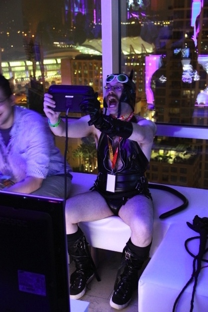 Especially in a Catwoman outfit. This was at the Ubisoft party, where we "zombified" ourselves with "Zombie U."