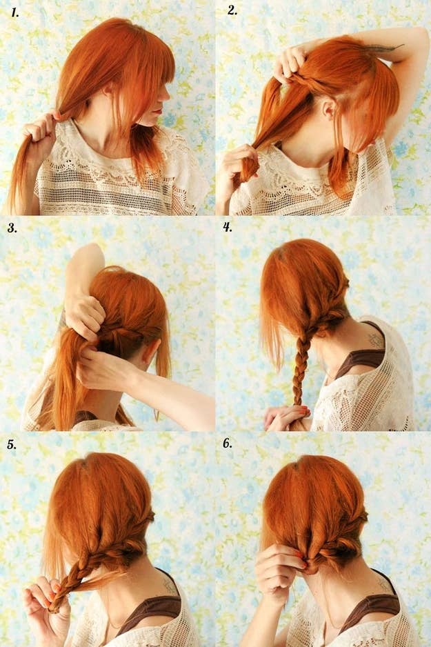Since you're tucking the ends in, this style could be easily accomplished if you have shoulder-length hair. Go here for the full instructions.