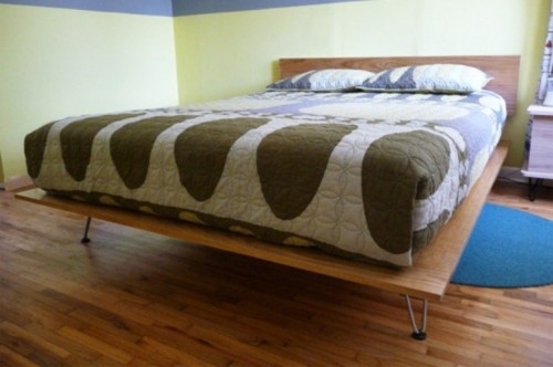 A Platform Bed with Hairpin Legs