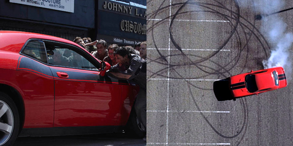 Remember that scene where Glenn takes a sleek, sexy new Dodge Challenger for a zombie-thumping joyride? Now, remember that scene where Breaking Bad's Walter White takes a similarly sleek and sexy Dodge Challenger for a joyride (sans zombies, natch), and, when confronted by an angry Skylar, is urged to return the car...to a "Glenn"? We're liking this Breaking Dead theory more and more.