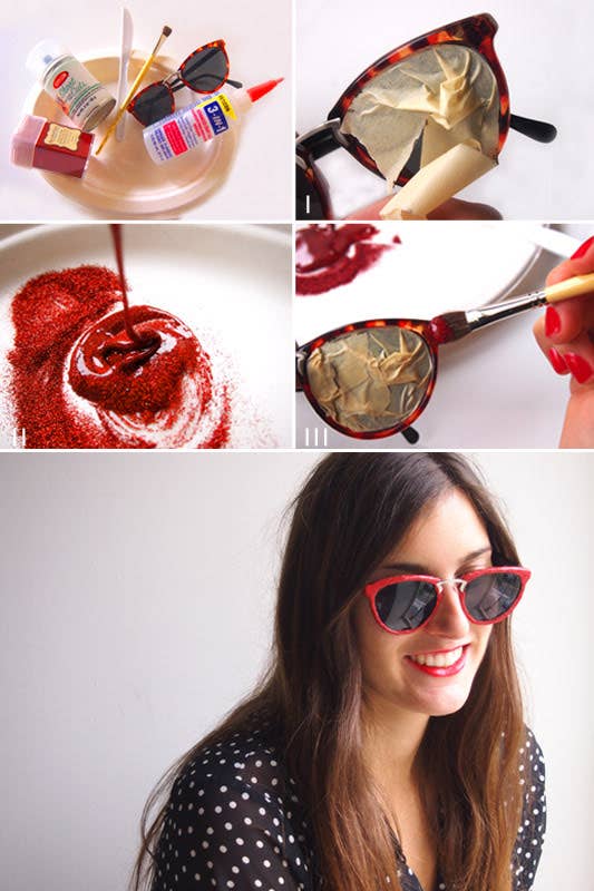 Follow this tutorial on how to get glitter sunglasses.