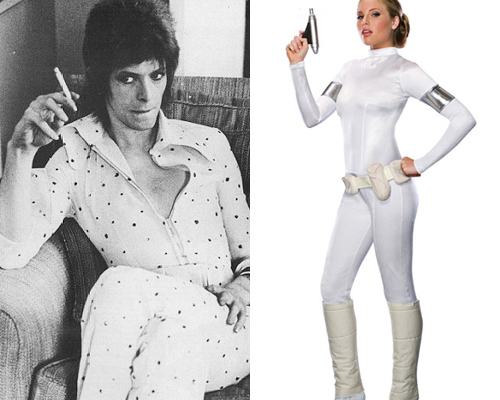 “Princess Padme Amadala Costume” my ass, I know a David Bowie costume when I see one. Don’t let the utility belt fool you! You can even keep the boots, or get a shiny color if you really want people to say, “DAVID FUCKING BOWIE!” You don’t even have to replace ray-gun with a cigarette; just put it to your head and freak out in a moonage daydream! Oh yeah!