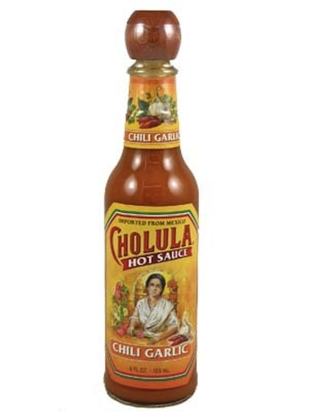 Cholula is a fantastic, authentic Mexican chili-based hot sauce, typically quite hot but now with a number of variations. Its main ingredients are pequin and arbol peppers.