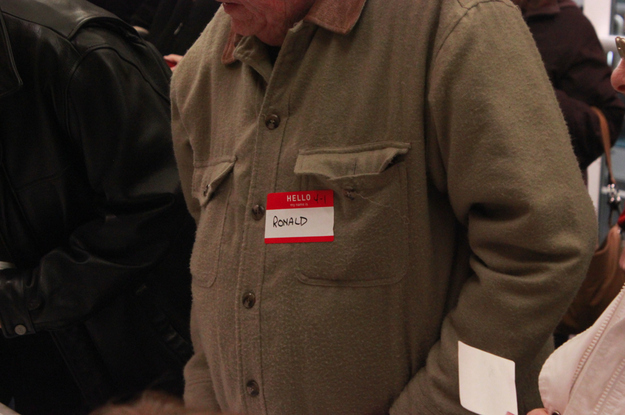 Everyone has to wear a nametag. It's like your admittance ticket to the caucus. A really cute old lady was checking nametags to make sure everyone was wearing one. I had to wear a green one because I was press.
