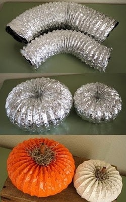 Use ducting hose to make a fake pumpkin.