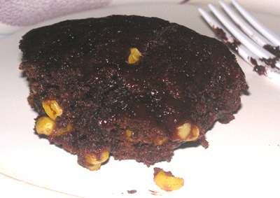 Here's a close-up of the brownie included...it has pieces of corn stuck in it.