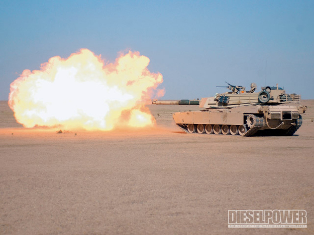 Let's end this on an America note, shall we? The M1 Abrams tank - widely believed to be the most powerful tank around - uses a 1500 horsepower gas turbine engine that runs on jet fuel to strike fear into basically anything. This monster can hit speed of 35mph and has more guns than most gun stores. The M1 has been in use since 1980 and the US only plans to improve upon the model. America.