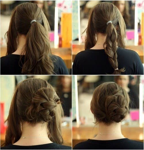 Here's a really easy updo consisting of just one chunky braid. Get the full directions here