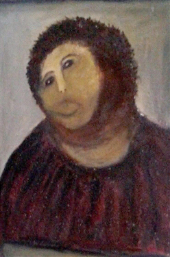 It’s an either an abstract/expressionist take on Jesus Christ, or it turns out Jesus was actually just overlord of the Nightmare Babushka-Wearing Tortilla-Face People of Rigel 7.