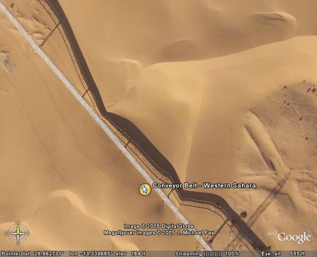 Not only does this conveyor belt run through the Sahara Desert, but it is also the longest in the world. The conveyor is 100 kilometres long and runs all the way to the coast from the phosphate mines of Bu Craa.