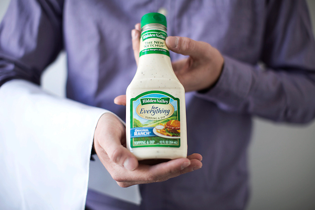 Salut! My friend! Had I known you were coming, I would have chased away all of the other patrons! And you've brought a friend tonight, wonderful, wonderful, please, sit down! I have a few bottles of your favorite ranch dressing on hand, Hidden Valley for Everything! Thicker, ranchier! Come, dinner awaits!