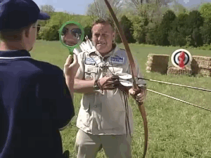 He'll never admit it, but the mirror frame that trick shot mastermind Byron Ferguson is looking at here is completely empty. He willed those arrows to their targets with his mind.