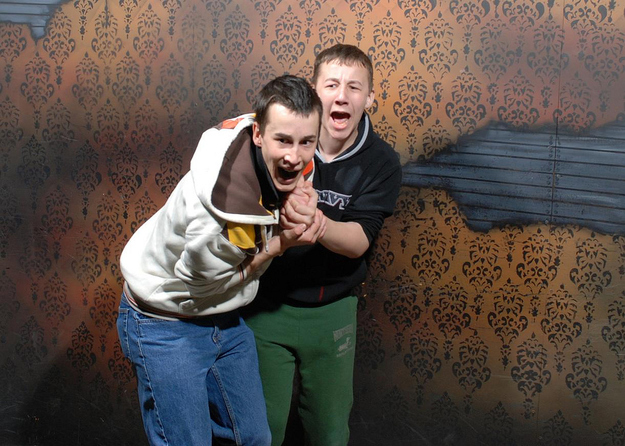 Scared Bros At A Haunted House