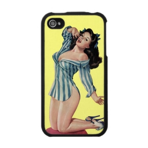 iPhone 4 / 4S Case: Sexy Pin-Up Girl in Striped Pajamas