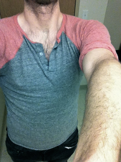 Baseball tees plus chest hairs go together like peas and carrots.