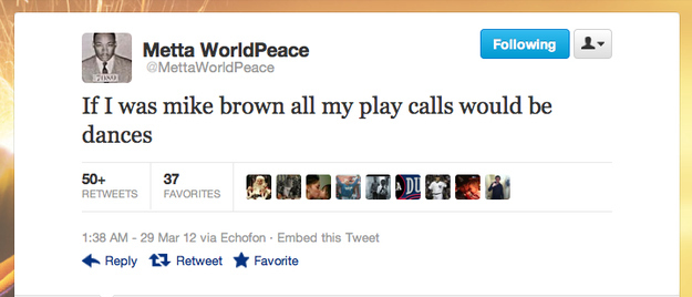 Analysis: I'm speechless. All I can say is that I really wish Metta World Peace was Mike Brown. If just to see him try to get Kobe to run one of these "plays.""Guys, this play is called 'the running man.' Kobe, don't look at me that way."