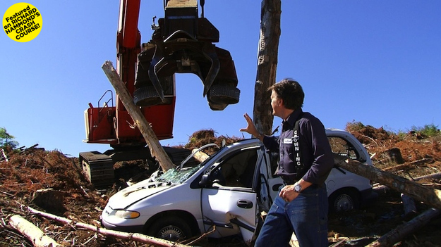 Instead of cruising in your mom's old Pontiac, how about a DANGLEHEAD PROCESSOR? Forget about common courtesy at four-way stops, if someone doesn't give you the right-of-way, just smash their car with a two-ton crane. No blinkers, because who needs 'em.