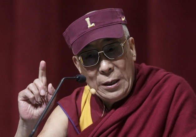 The Dalai Lama speaks at Loyola University in Chicago, April 26, 2012.