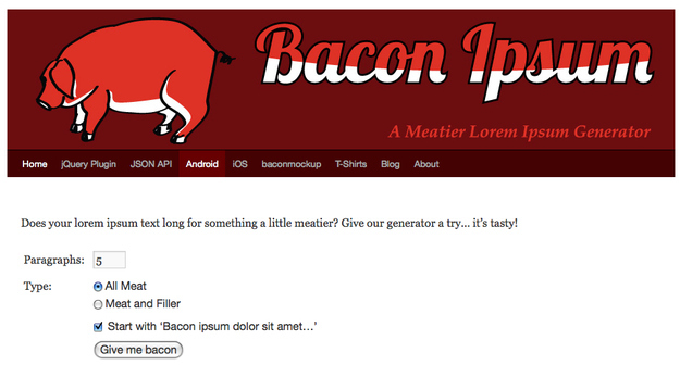 Choose number of paragraphs, and if you want just meat or meat and filler.