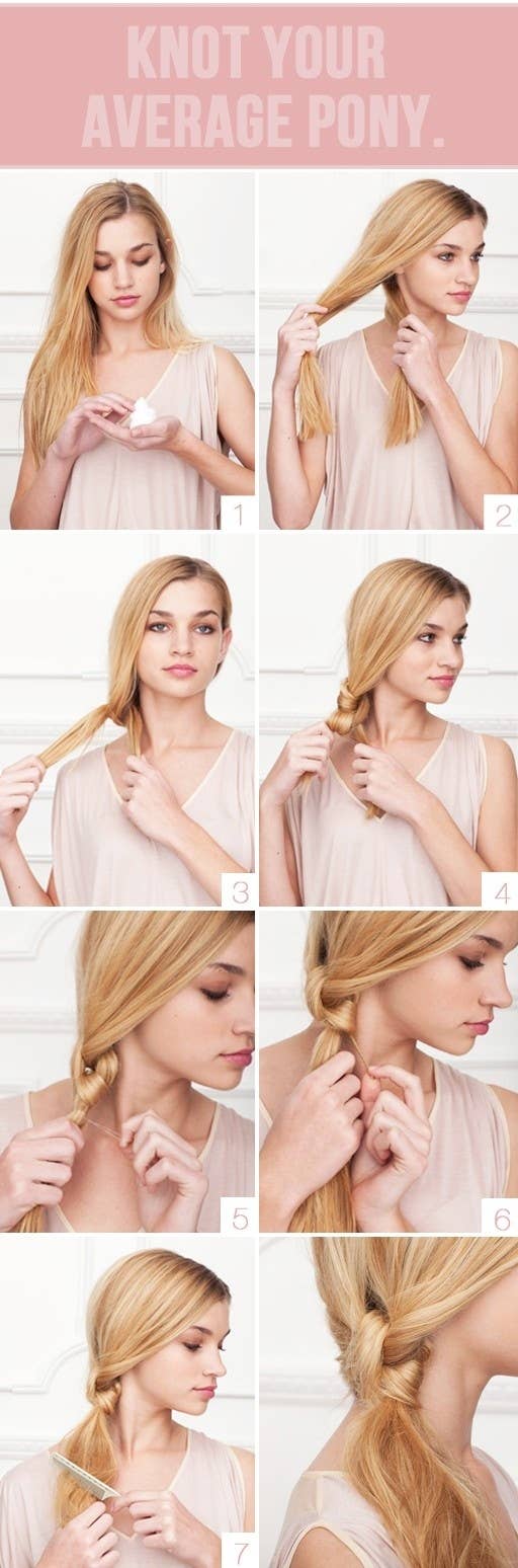 Get the full instructions here. This hairstyle works as a super-polished look, or you can tease up the ends for a more disheveled look.