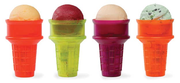 The battery-powered, plastic cone contains a small dish that rotates your melting scoop for you. Prevents dripping and cone turning, or totally pointless?