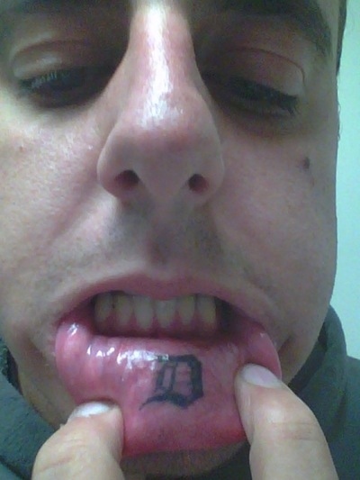 Literally everyone knows that no-one has ever been able to pull off the "inside-lip tattoo" look, and certainly not for as miserable a team as the Detroit Tigers.