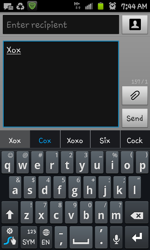 My previous post was pretty funny but, I didn't think much of it since Swype uses dictionary words. So, when I was starting to type XOX ... again I noticed another funny. IK IK stop typing XO's already.
