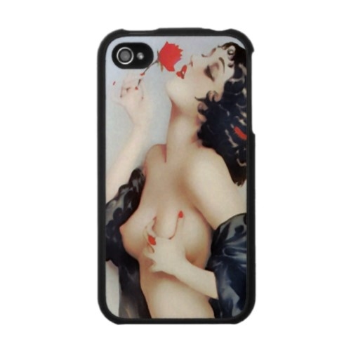 iPhone 4 / 4S Case: Topless Flower Girl Pin-Up
