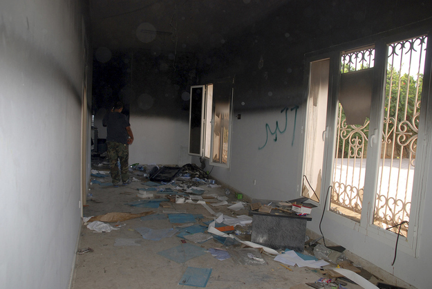 September 12, 2012. A man walking through a room in the gutted U.S. consulate in Benghazi, Libya.
