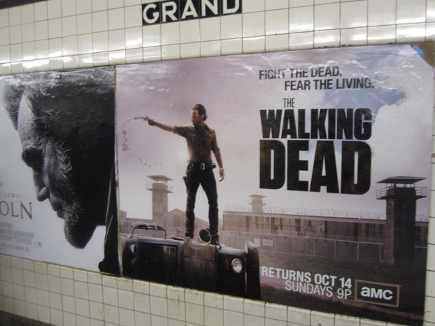 At the Grand St. subway station here in NYC.I'm thinking some media buyers have a sense of humor/history.PREVIOUSLY.