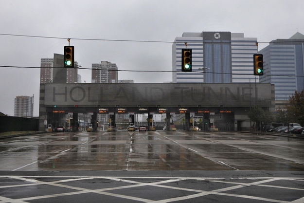 A view shows the Holland Tunnel before being shut down for weather conditions while Hurricane Sandy approaches New Jersey, October 29, 2012.