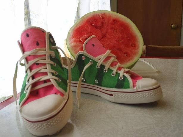 Decorate them to look like watermelons inside and out-- all you need is permanent markers according to this crafter.