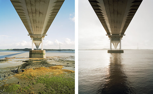 Severn Bridge, Monmouthshire. 8 and 9 March 2008. Low water 2.30pm, high water 8.20am