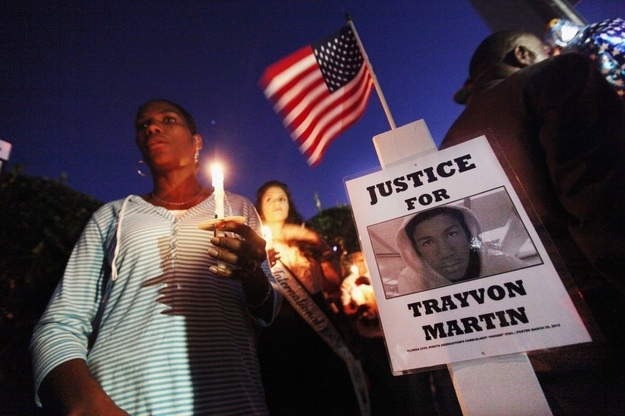The scene at a memorial to Trayvon Martin near where he was killed.