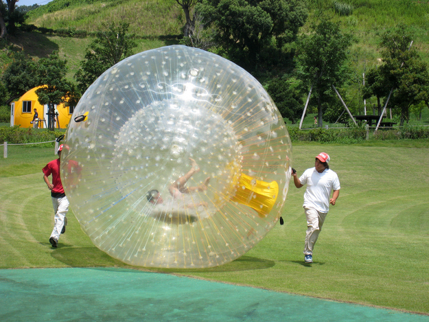 There's no way rolling down a hill in a giant plastic bubble isn't the most fun ever. Some versions of the sport feature a large ramp or zorbing on water.