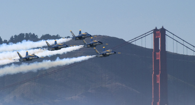 The Blue Angels performing in San Francisco.