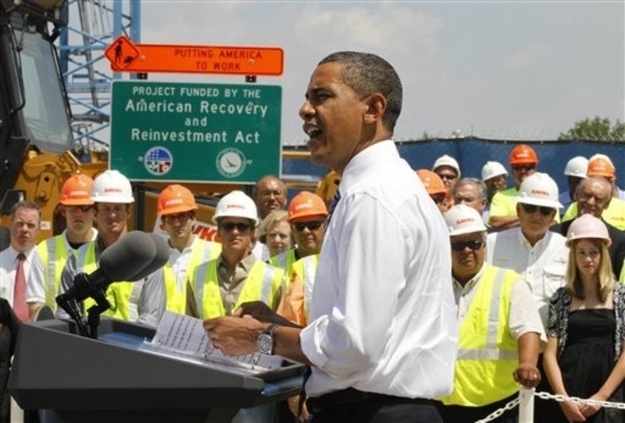 President Barack Obama speaks at a Recovery Act highway project in Columbus, Ohio, Friday, June 18, 2010.