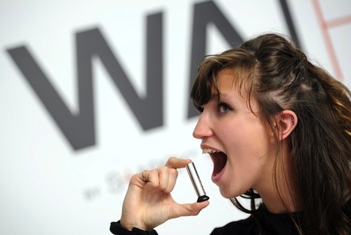 It's the newest, quickest way to get drunk -- and you don't even have to drink. It's an alcohol spray called Wahh Quantum Sensations just introduced in Europe. You spray it in your mouth, and you're drunk ... with no side effects (or so the makers say). Each spray gives you .075 ml of alcohol. (By comparison, a shot glass holds about 1 oz. which equals about 29 ml. -- and a usual drink has, on average 50 ml of alcohol. So it would take about 1,000 sprays to get the amount of alcohol in a regular drink into your system.).As Eater put it: "The spray gets you momentarily drunk with, supposedly, no side effects — it delivers 0.075 milliliters of alcohol per dose. So it's for people who want to be drunk without drinking and only for a short time?"Yeah, we don't get it either.