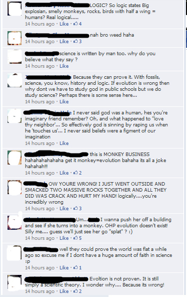 Dam this girl is goooood. Evoloutionists 1, Christians, 0.