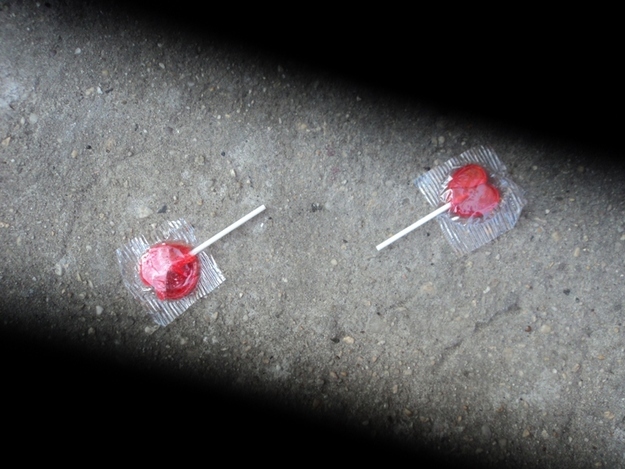 Two candy hearts found on E9th Street.