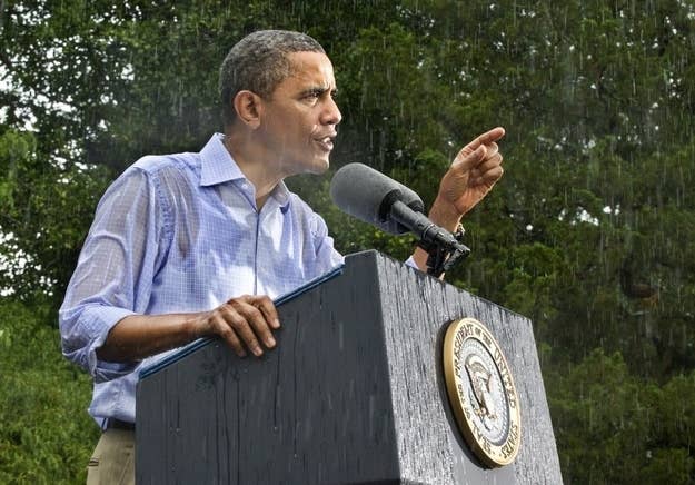 Image result for obama at podium in rain