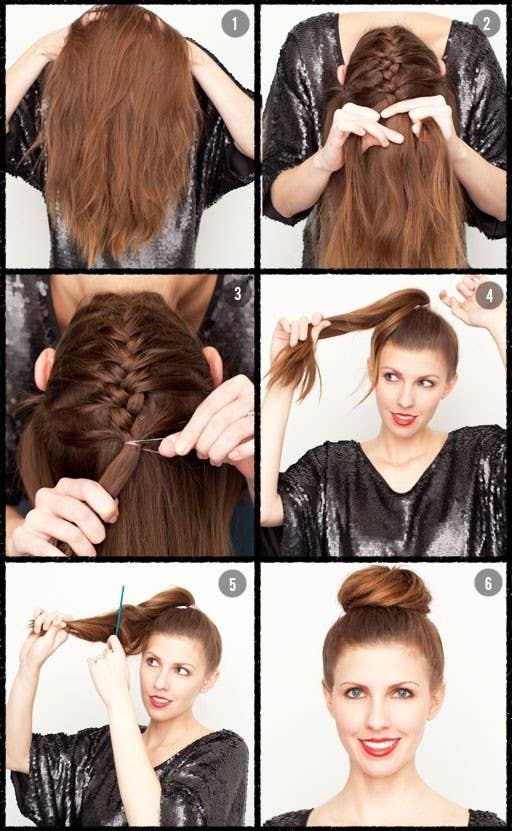 Get the full directions at The Beauty Department. It definitely takes some coordination to be able to French braid the back of your head upside down.